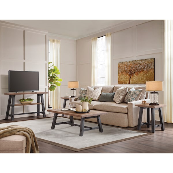 Adam 4-Piece Solid Wood Living Room Set, Overall Length: 16